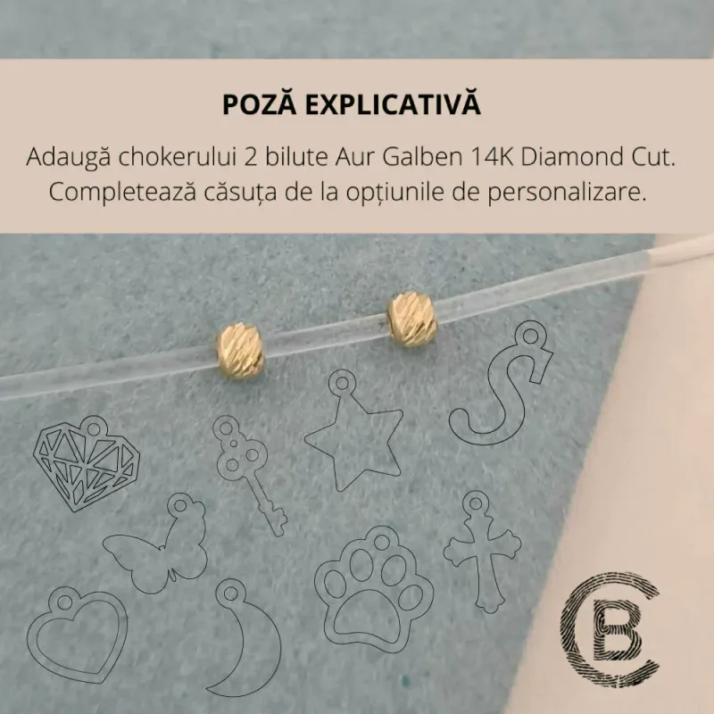 Choker Aur Galben 14K - Pandantiv Scoica - Lant silicon cu inchizatoare carabina picture - 6
