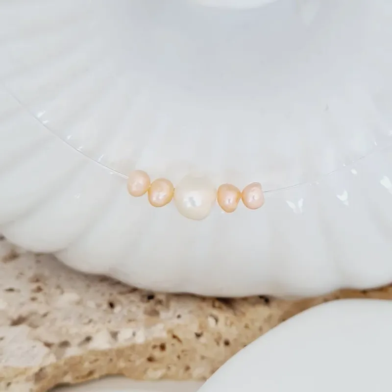 Choker cu perle - Delicatete pura - Lant silicon cu inchizatoare carabina din Argint 925 picture - 3