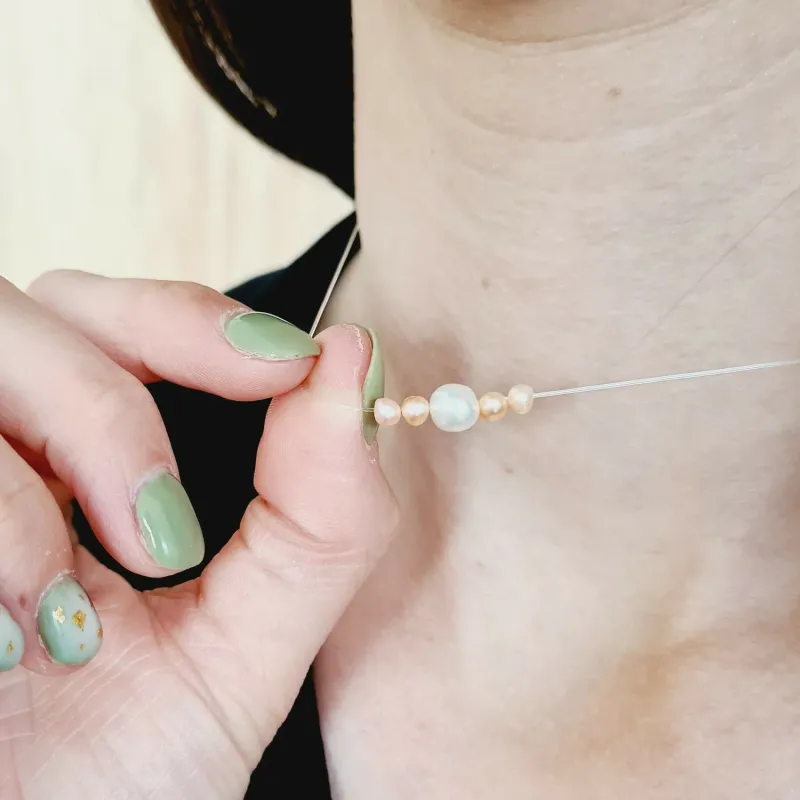 Choker cu perle - Delicatete pura - Lant silicon cu inchizatoare carabina din Argint 925 picture - 2
