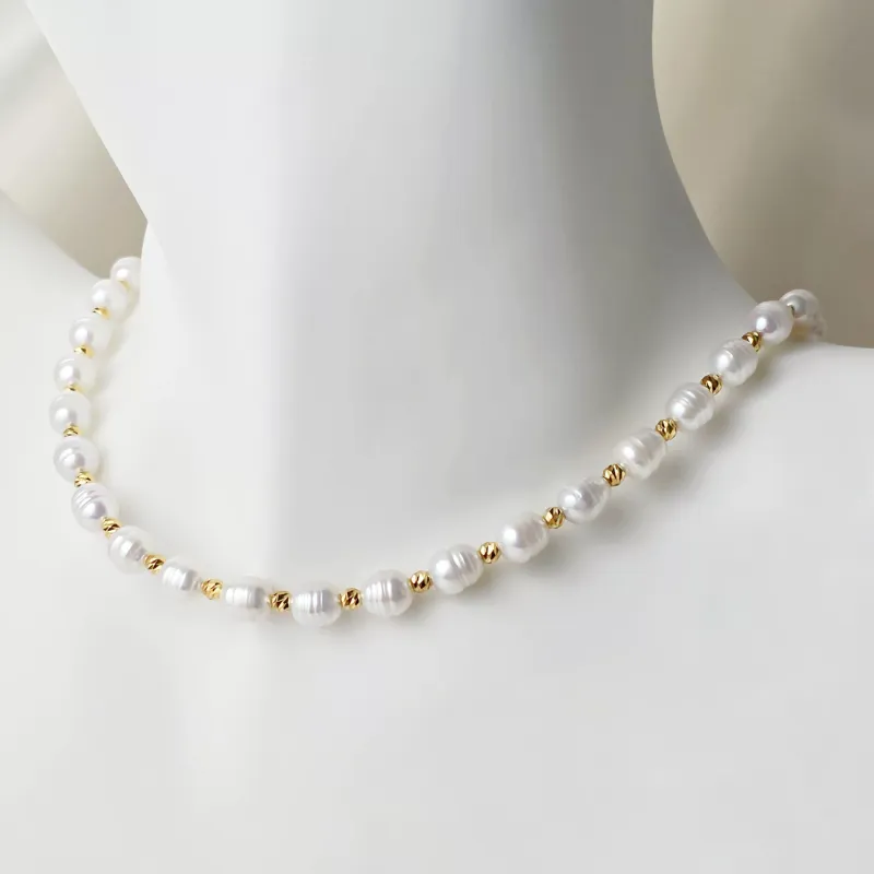 Colier cu Perle - Model armonios cu perle si bilute - Argint 925 placat cu Aur galben 18K picture - 6
