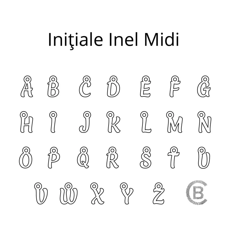 Inel cromatic cu initiala - Model cu lant impletit cu Zirconii - Argint 925 placat cu Aur Galben 18K picture - 6