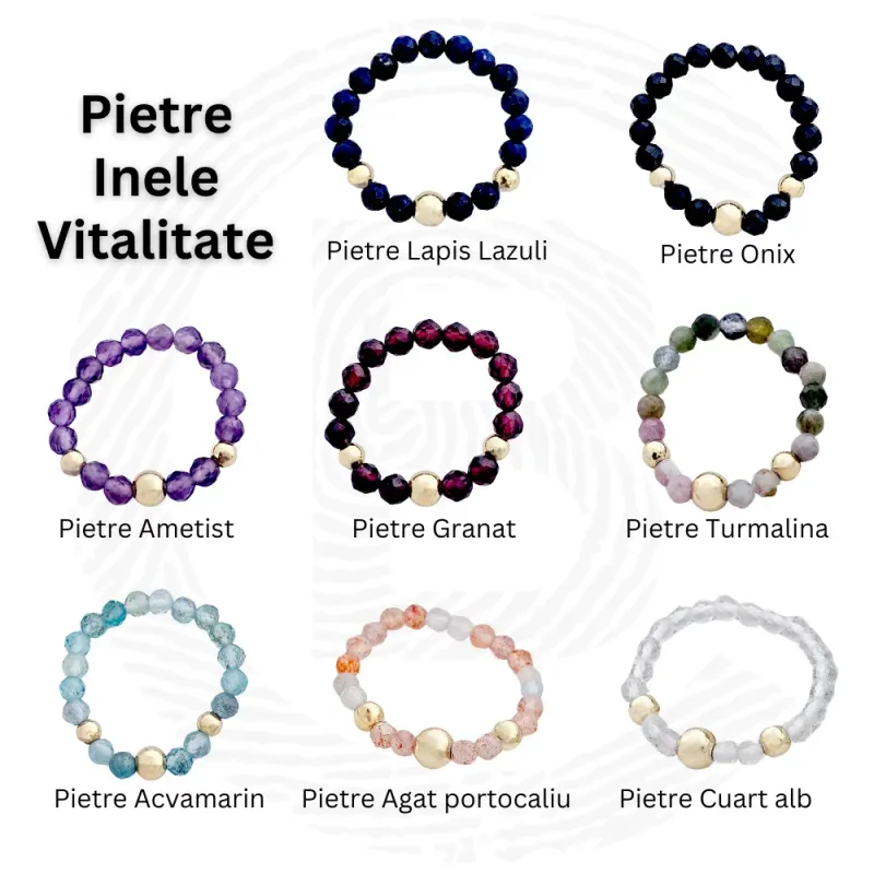 Inele Vitalitate TRIO - Pietre semipretioase & Bilute Argint placat cu Aur Galben 18k picture - 8