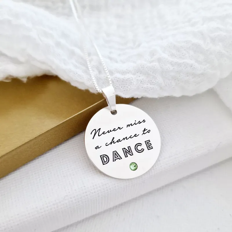 Lantisor cu pandant -  Never miss a chance to dance - Argint 925 si cristal Swarovski