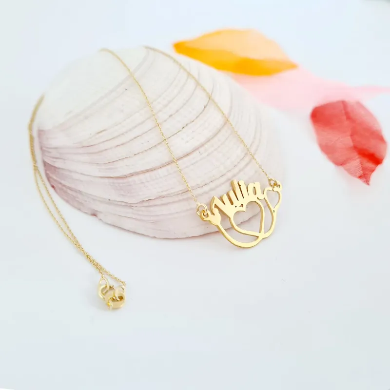 Lantisor cu pandantiv personalizat - Stetoscop si nume decupate - Aur Galben 14K picture - 3