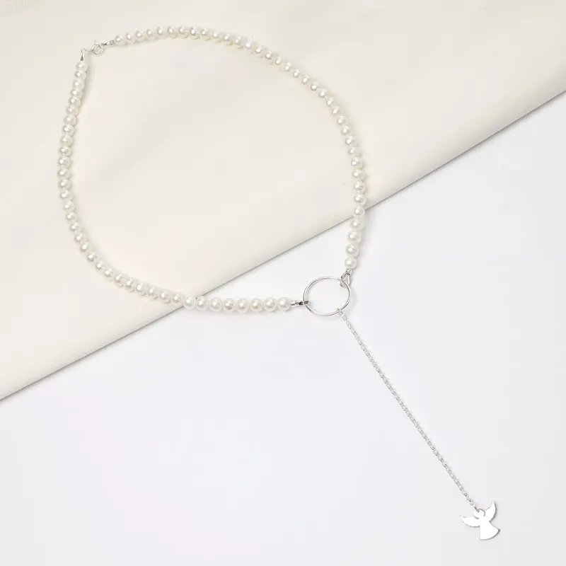 Lantisor cu Perle - Atingere de inger - Model sirag perle cu lantisor in prelungire - Argint 925 picture - 3