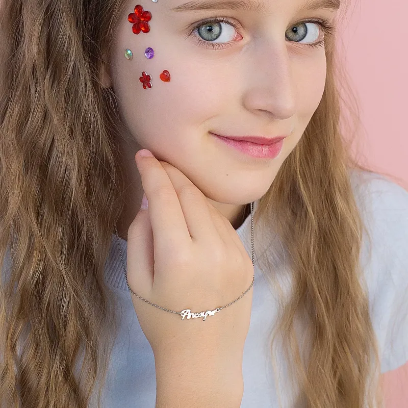 Lantisor personalizat cu nume si simbol inima - Font elegant - Argint 925 picture - 5