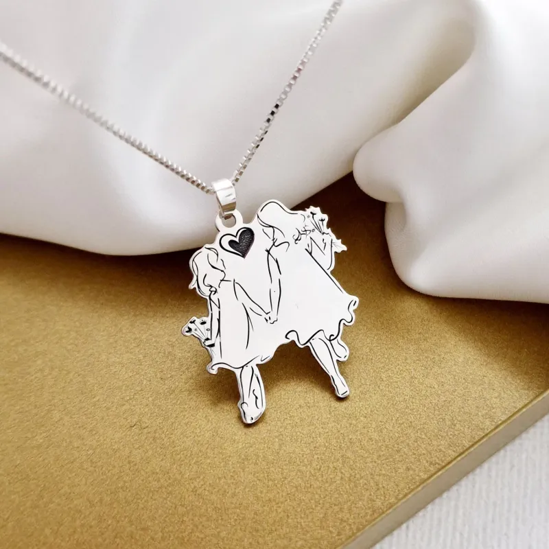Lantisor personalizat - Armonie - Mama si fiica - Argint 925 picture - 3