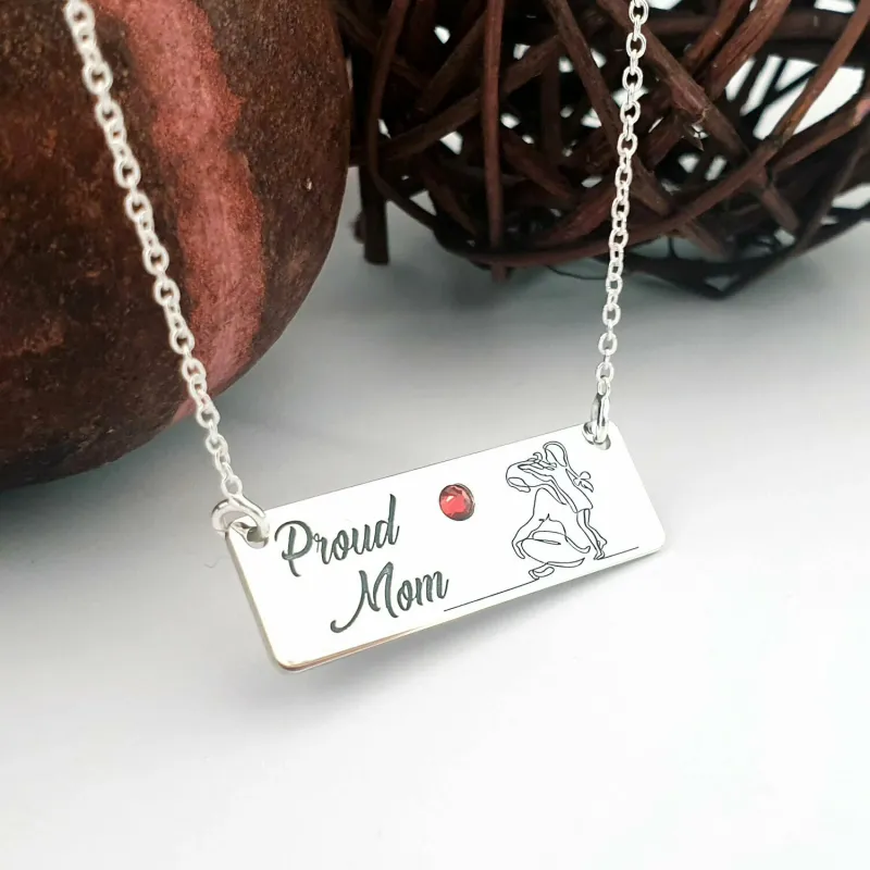 Lantisor personalizat cu pandantiv placuta - Proud mom - Argint 925 - Cristal Swarovski picture - 8