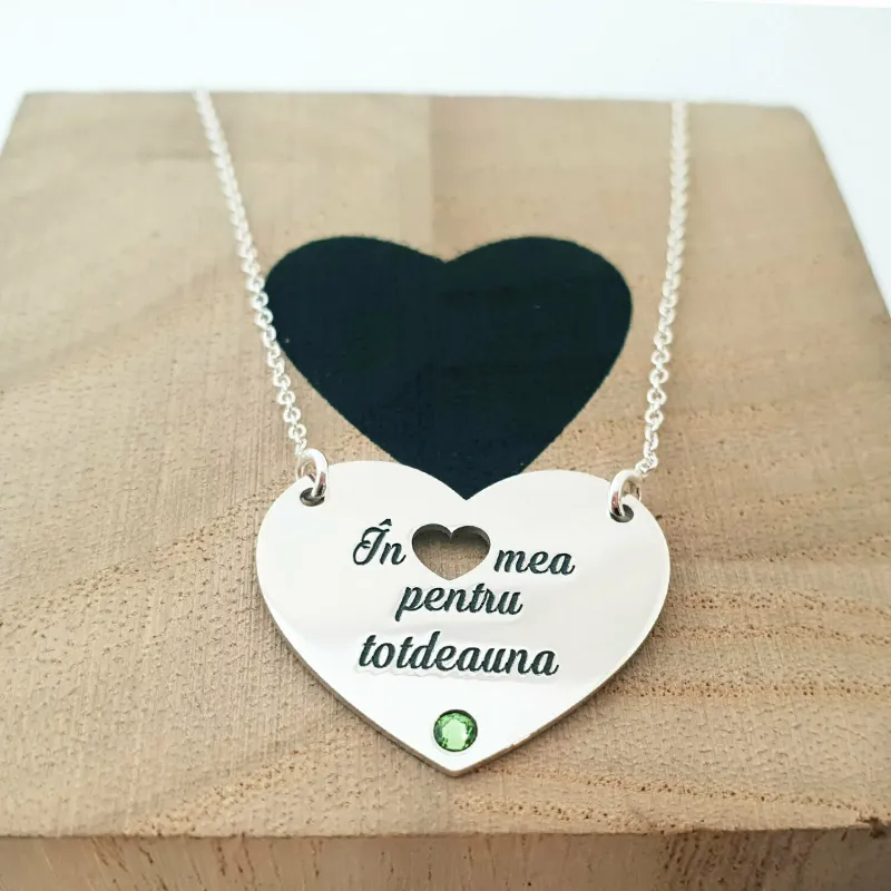 Lantisor personalizat - In inima mea pentru totdeuna - Argint 925 - cristal Swarovski picture - 7