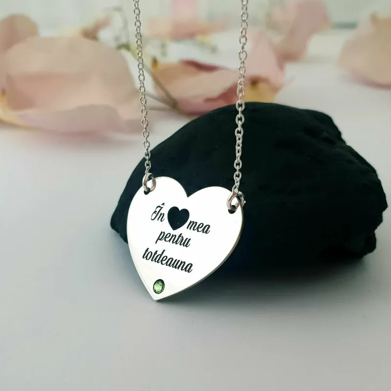 Lantisor personalizat - In inima mea pentru totdeuna - Argint 925 - cristal Swarovski picture - 6