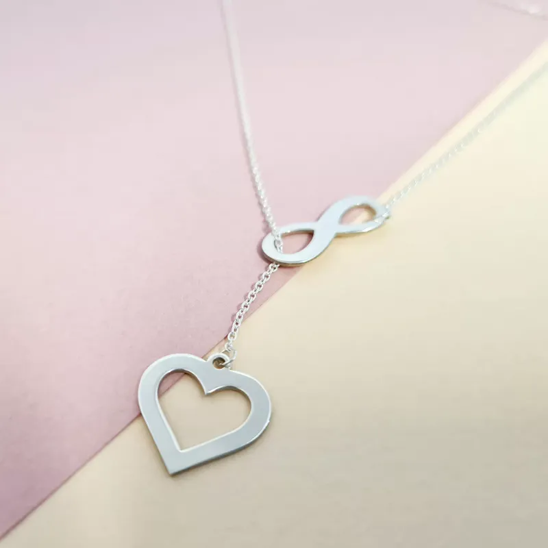 Lantisor personalizat - Inima si Infinit  - Model lariat Y - Argint 925 picture - 5