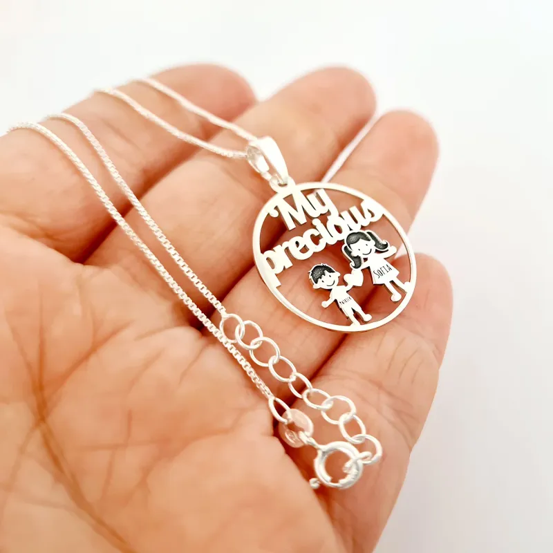 Lantisor personalizat - My precious Family - 2 Membri - Argint 925 picture - 7