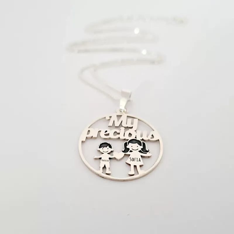 Lantisor personalizat - My precious Family - 2 Membri - Argint 925 picture - 5