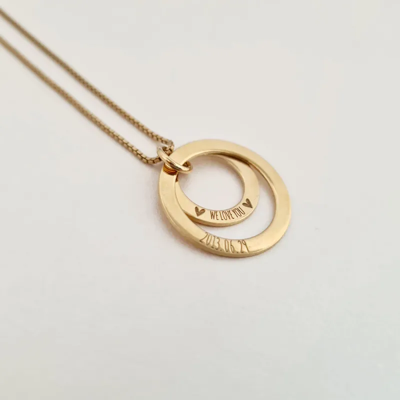 Lantisor personalizat - 2 discuri gravate - Argint placat cu Aur Galben 18K picture - 2