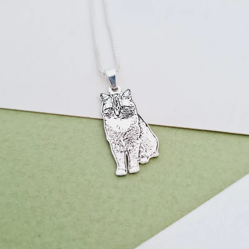 Lantisor pisica iubita - Personalizare cu poza - Argint 925 picture - 6