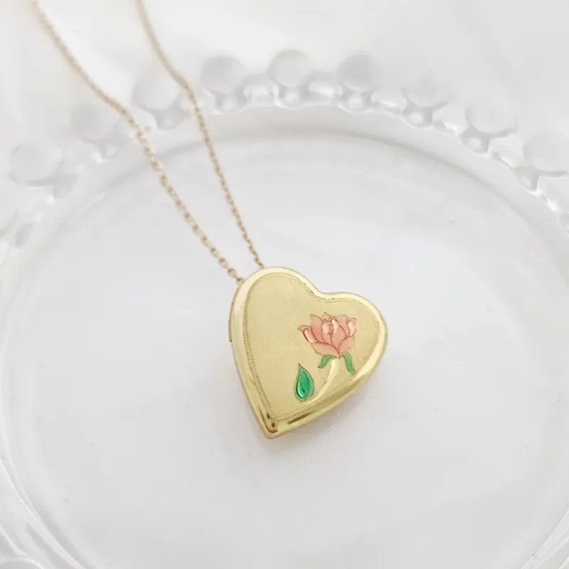 Medalion inima cu poze in interior - Beauty and the Beast - Argint 925 placat cu Aur Galben 18K picture - 9