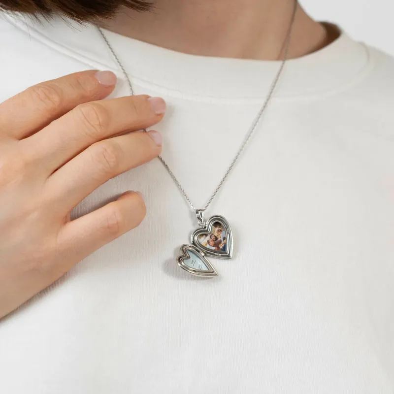Medalion inima cu poze in interior - Footsteps&Birthstone - Argint 925 Rodiat picture - 7