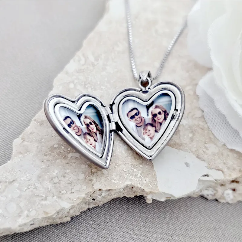 Medalion inima cu poze in interior - Handprints and Hearts - Argint 925 Rodiat picture - 10