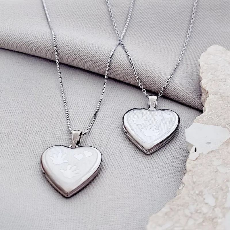 Medalion inima cu poze in interior - Handprints and Hearts - Argint 925 Rodiat picture - 9