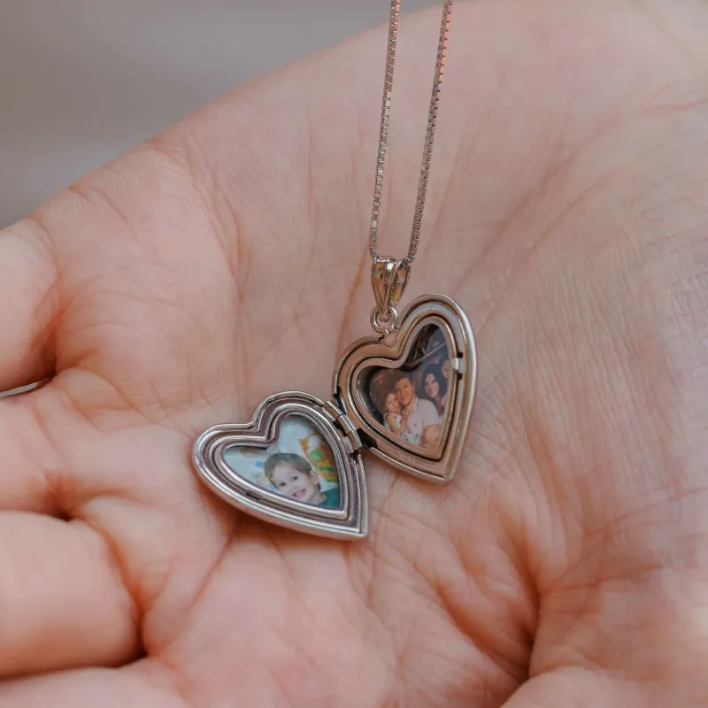 Medalion inima cu poze in interior - Handprints and Hearts - Argint 925 Rodiat picture - 6