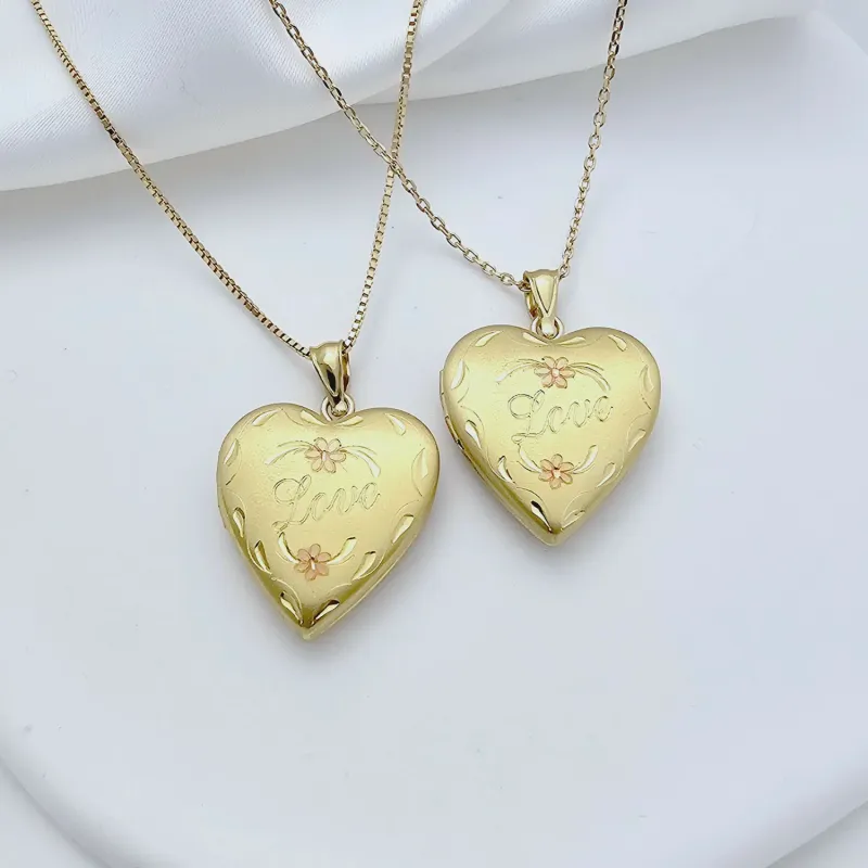 Medalion inima cu poze in interior - Love Blossoms - Argint 925 placat cu Aur Galben 18K picture - 3
