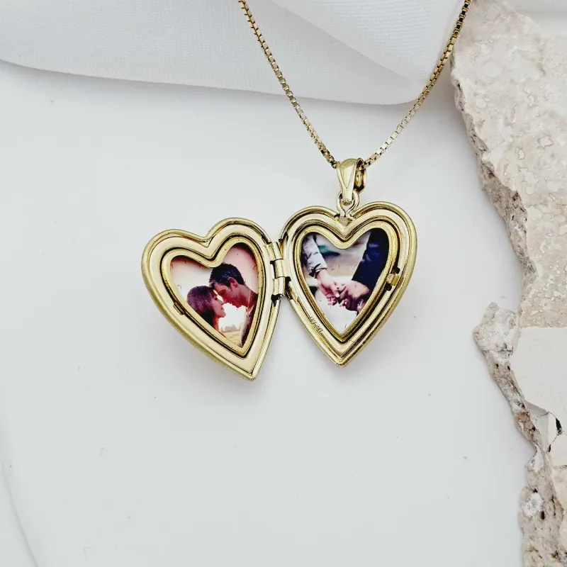 Medalion inima cu poze in interior - Love Blossoms - Argint 925 placat cu Aur Galben 18K picture - 9