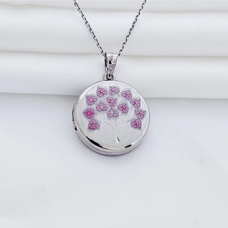 Medalion rotund cu poze in interior - Tree of Love - Argint 925 Rodiat picture - 3