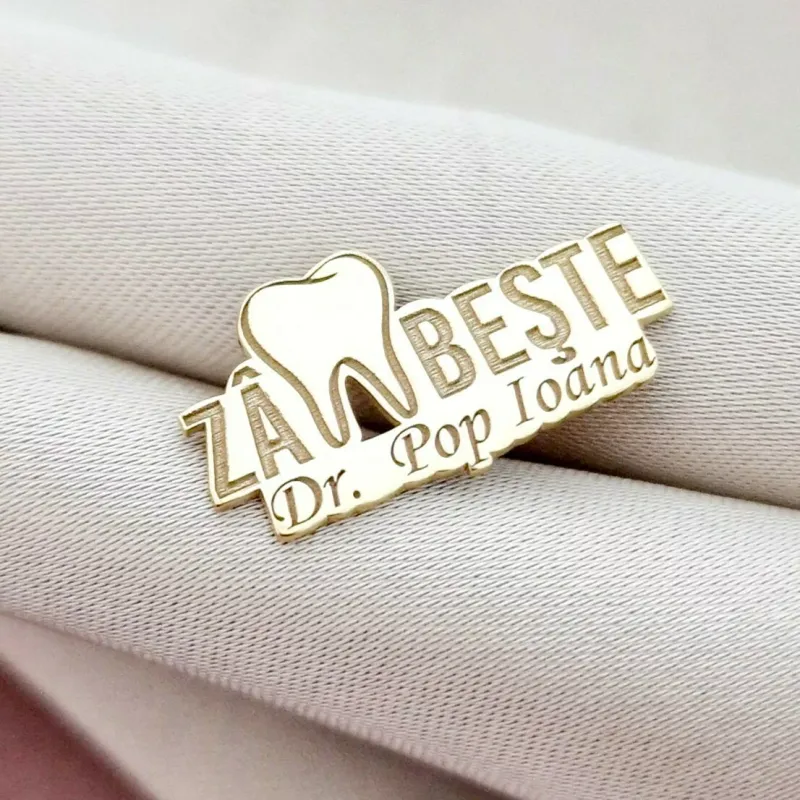Pin Zambeste - persoalizat cu nume –  Argint 925 placat cu Aur Galben 18K picture - 2