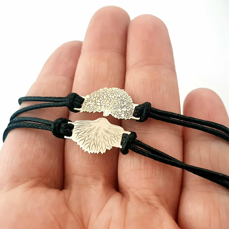 Set 2 bratari - Arbore si radacina -  Aur Galben 14k - snur reglabil picture - 7