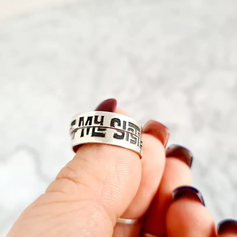 Set 2 inele personalizate - Proud of my sister - Argint 925 picture - 8