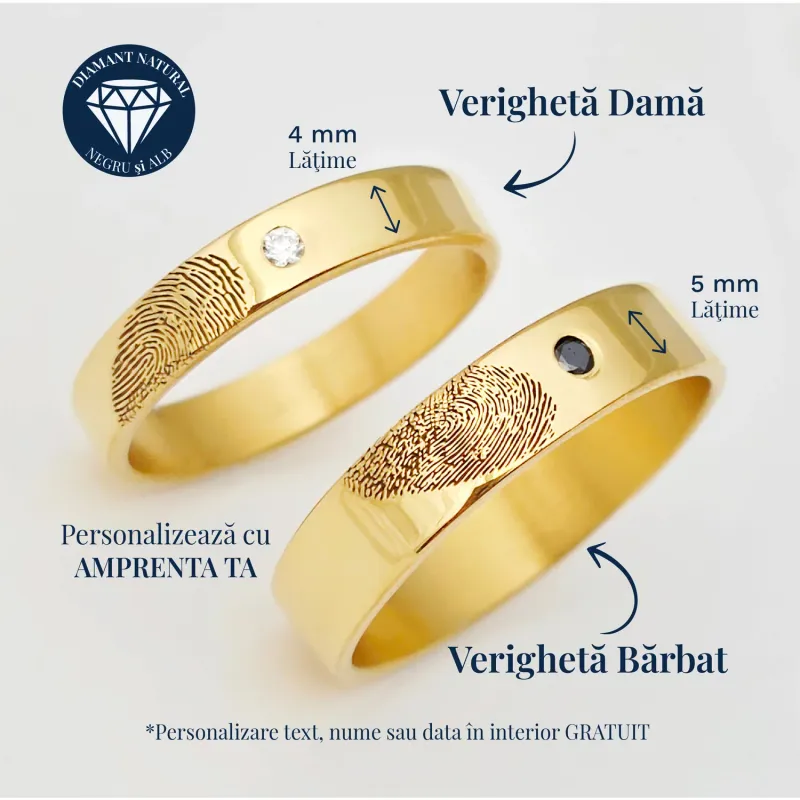 Verigheta Amprenta sufletului - Argint placat cu Aur Galben 18K - Diamant natural picture - 3