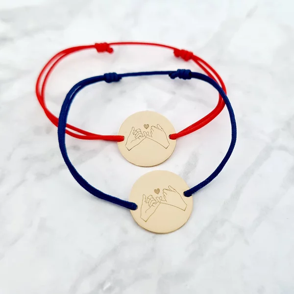 Set 2 bratari - Pinky Promise - Aur Galben 14 K  - snur reglabil