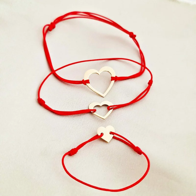 Set 3 bratari - Puzzle o inima impartita - Argint 925 placat cu Aur Galben 18K - Snur reglabil picture - 2