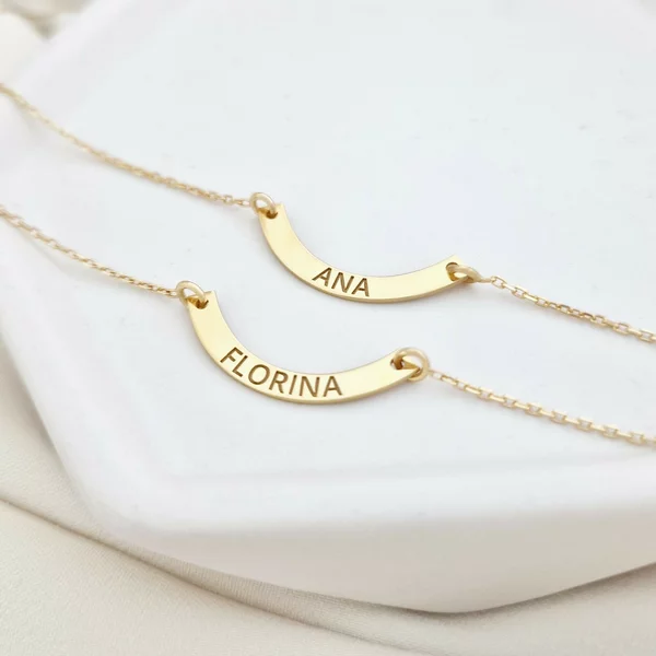 Set Arcuirea Prieteniei – 2 Lantisoare personalizate pentru Surori sau Prietene - Argint 925 placat cu Aur Galben 18K