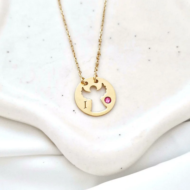 Set Bijuterii Familie Personalizate – 3 Bratari si 1 Lantisor – Ingerasi cu Cristale Swarovski – Argint 925 Placat cu Aur 18K – Snur Reglabil picture - 4