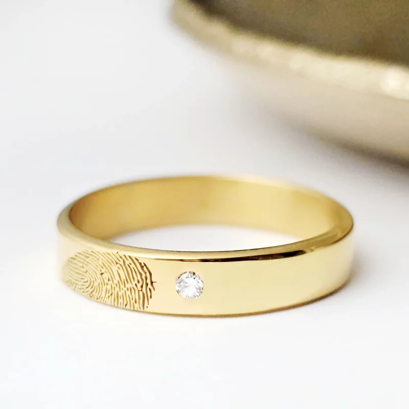 Verigheta Amprenta sufletului - Argint placat cu Aur Galben 18K - Diamant natural picture - 2