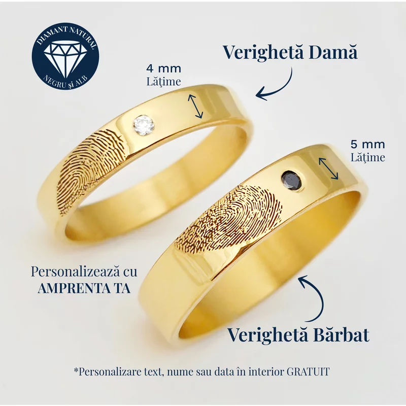 Verigheta Amprenta sufletului - Argint placat cu Aur Galben 18K - Diamant natural picture - 3