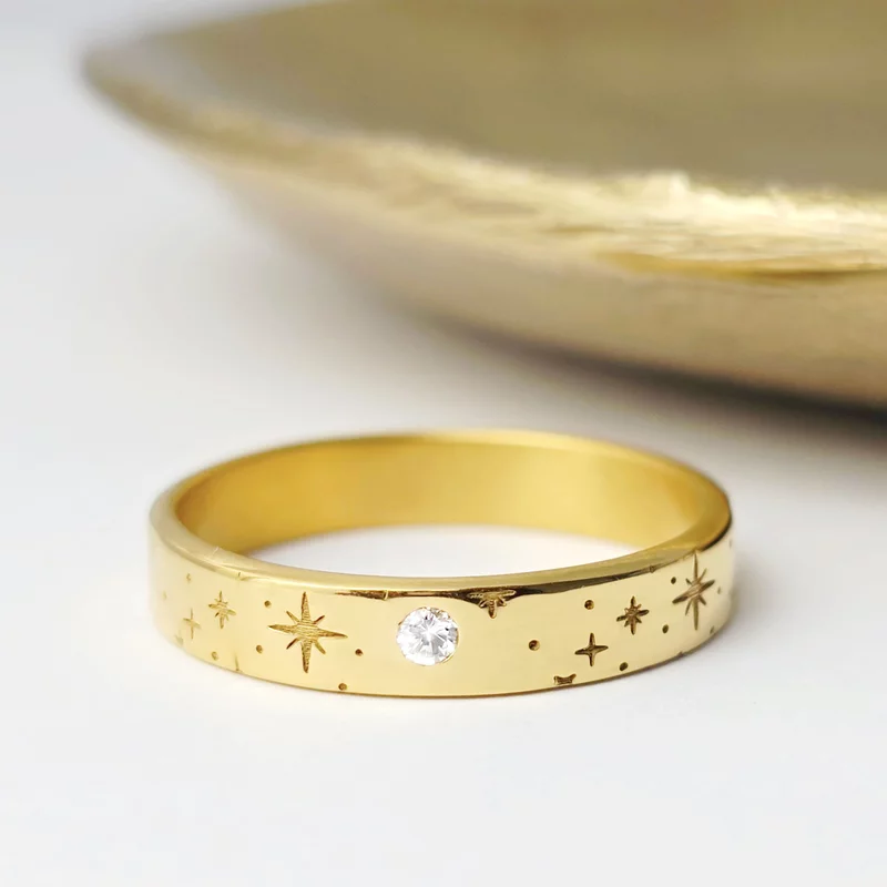 Verigheta Astralis - Argint placat cu Aur Galben 18K - Diamant natural picture - 5