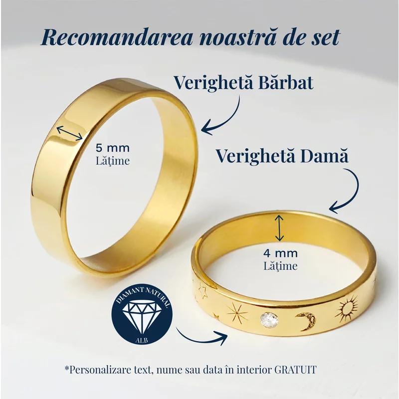 Verigheta Cosmos dama - Argint placat cu Aur Galben 18K - Diamant natural alb picture - 3