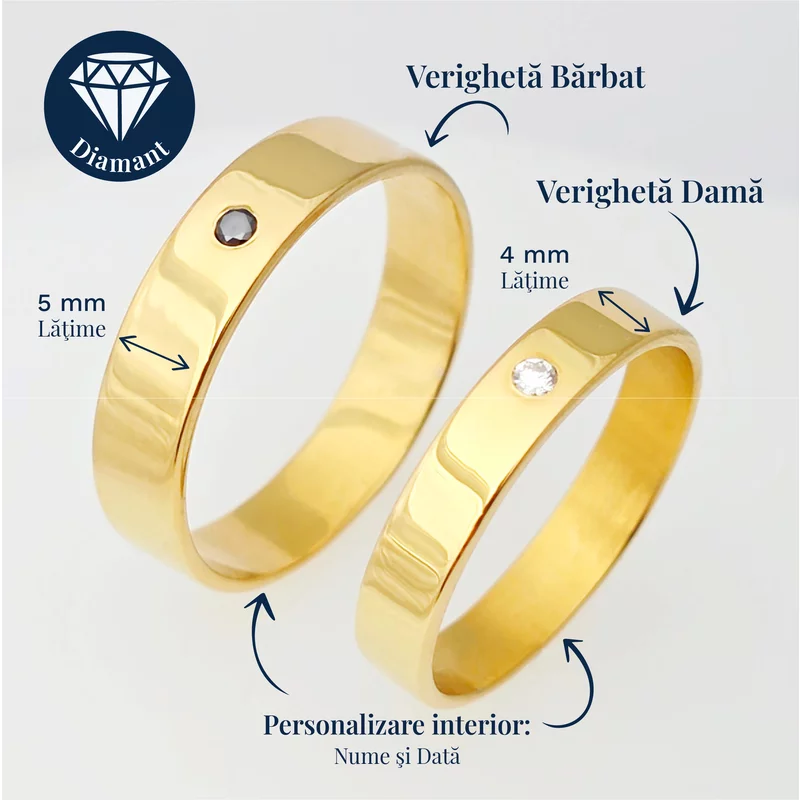 Verigheta Iubire pura - Argint placat cu Aur Galben 18K - Diamant natural picture - 3