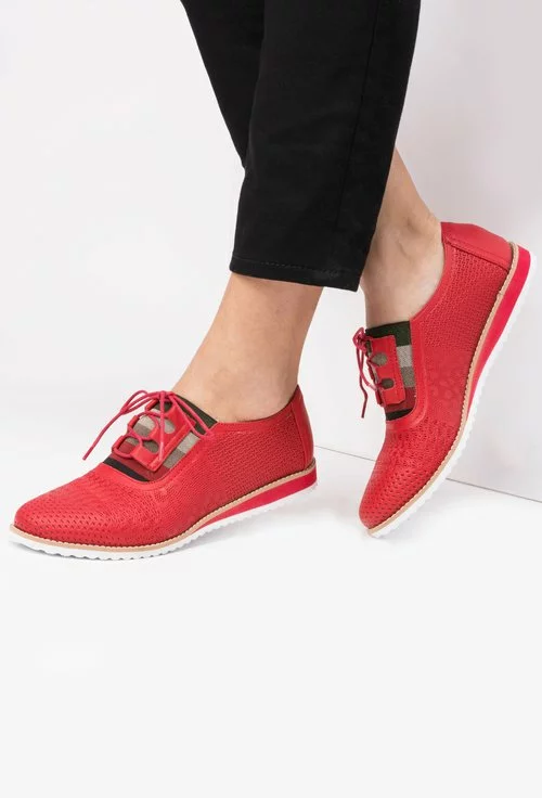 Pantofi rosii din piele naturala Rita