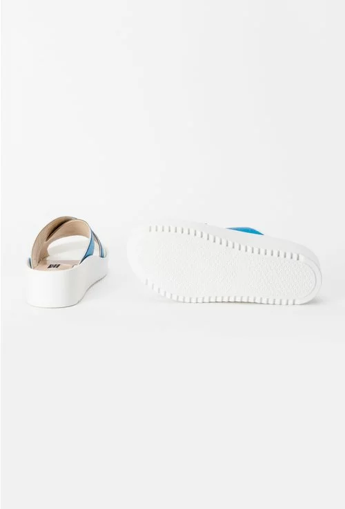 Sandale albastru metalizat cu alb si argintiu din piele naturala Sheila