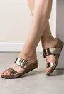 Sandale bronz metalizat din piele naturala Frey