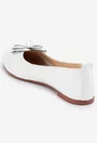 Balerini dama albi din piele cu ornament floare