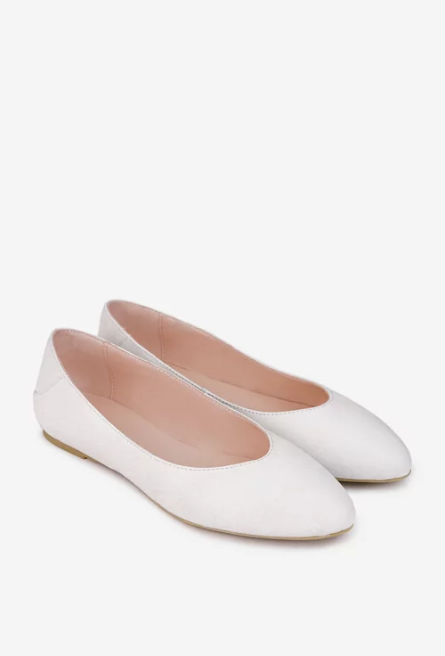 Balerini dama albi din piele naturala