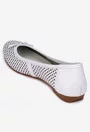 Balerini dama albi din piele perforata cu funda