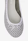 Balerini dama albi din piele perforata cu funda