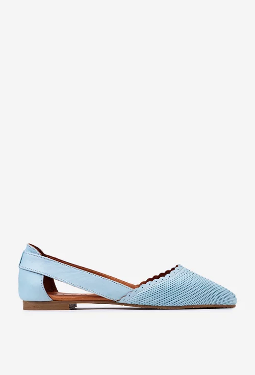 Balerini dama baby blue din piele naturala picture - 3
