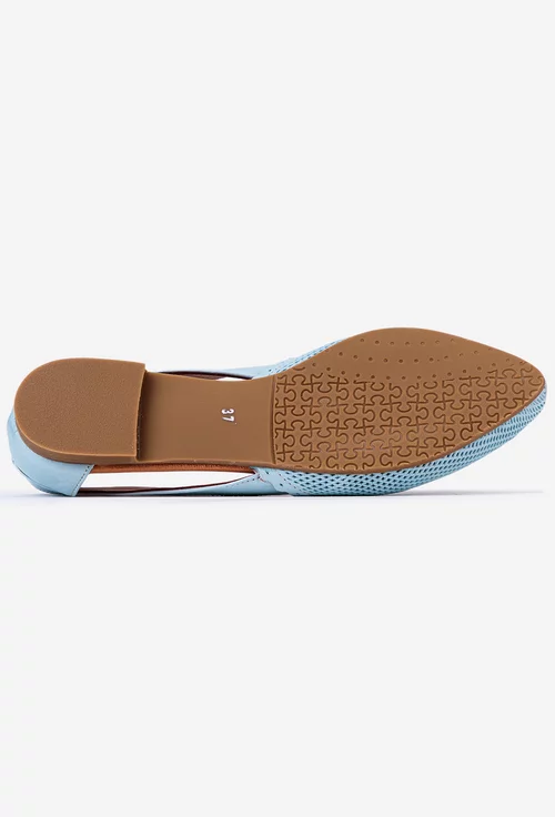 Balerini dama baby blue din piele naturala picture - 5