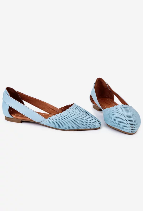 Balerini dama baby blue din piele naturala picture - 6